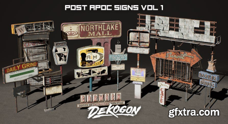 Unreal Engine Marketplace - Post Apocalyptic Signs - VOL 1 (4.18 - 4.27, 5.0 - 5.1)