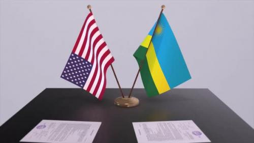 Videohive - Rwanda and USA at the negotiating table, a diplomatic deal. Business and politics animation - 42493725