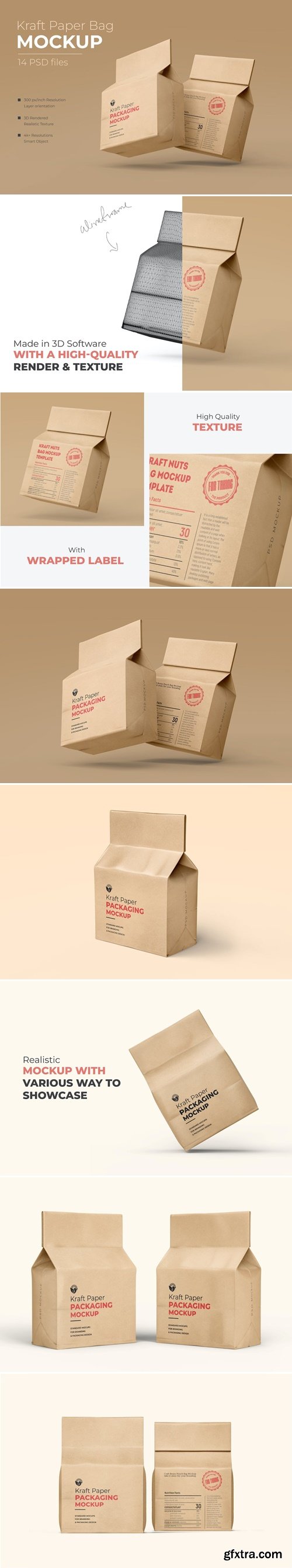 Food packaging mockup on Kraft paper bag KF4YW9A