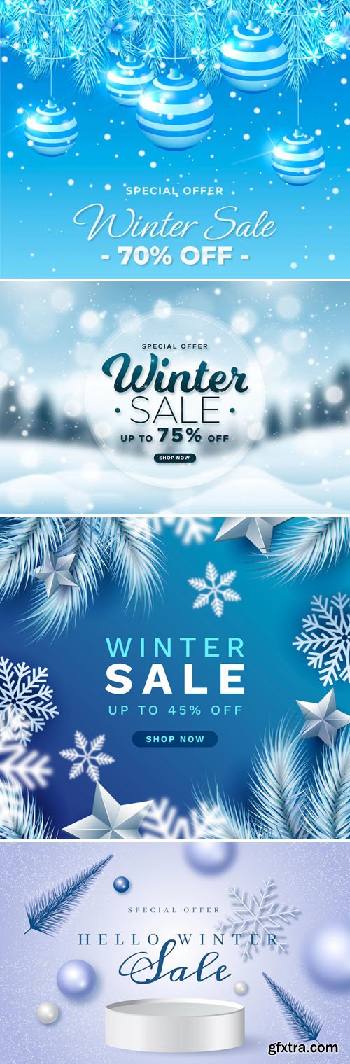 40 Winter Sales Backgrounds Vector Templates