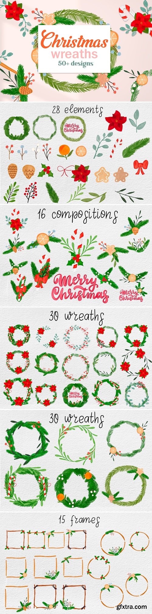 Watercolor Christmas Wreath Frames 7PUANZB