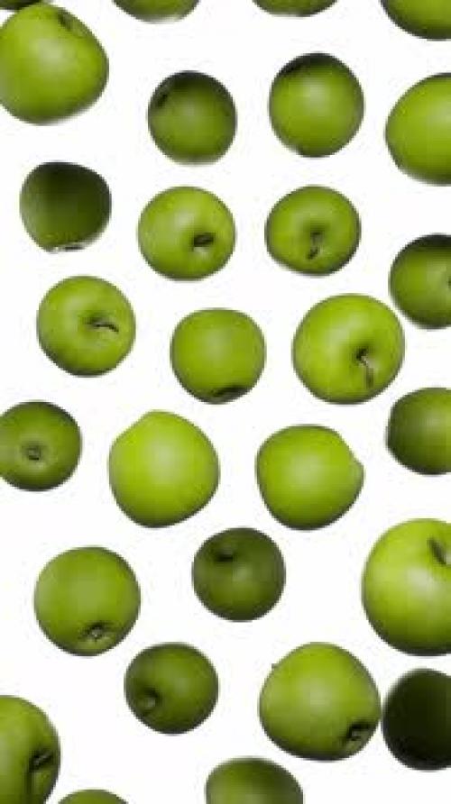 Videohive - Vertical Floating Green Apples on White - 42509321