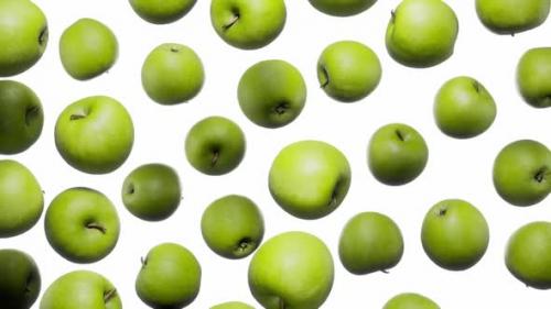 Videohive - Seamless Floating Green Apples on White - 42509325