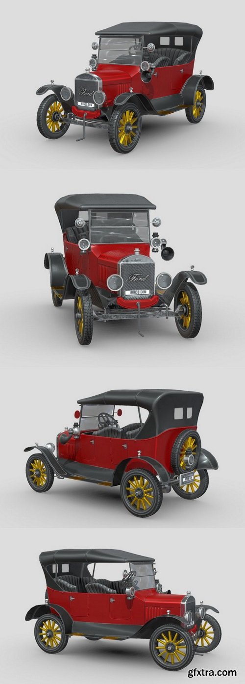 Low Poly Vintage Car 3D Model