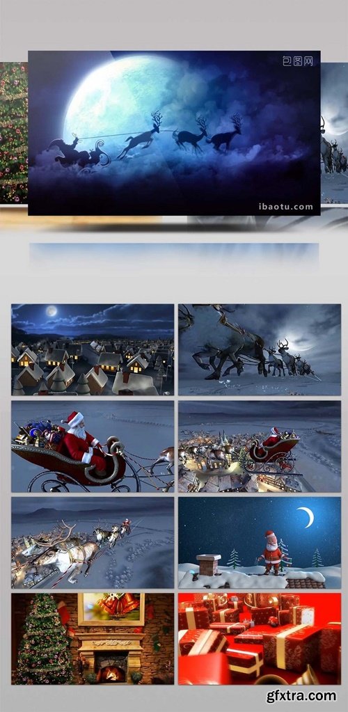Christmas Fawn Running Santa Claus Giving Gifts Background 1104447