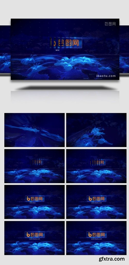 Blue World Map Light Connection Logo Animation AE Template 6402831