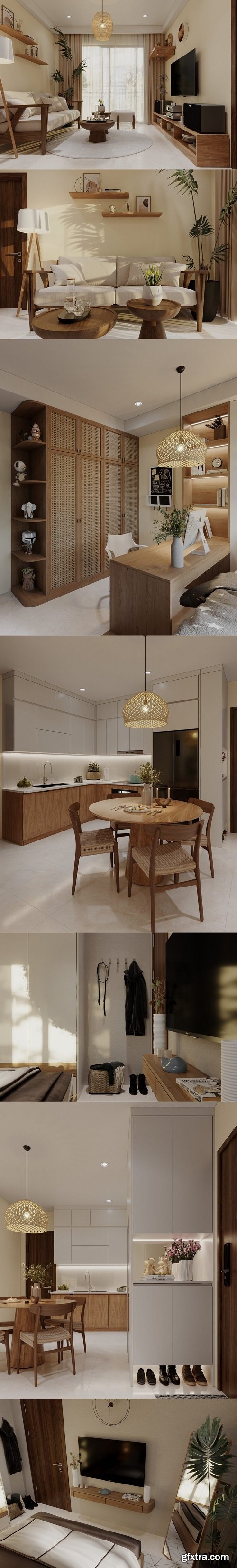 Living Room – Kitchen Interior by Nguyen Duc Anh