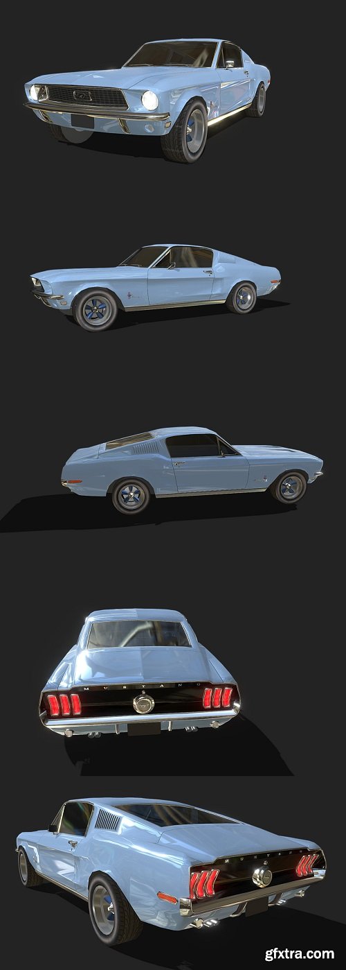 Ford Mustang 1968 - Low Poly
