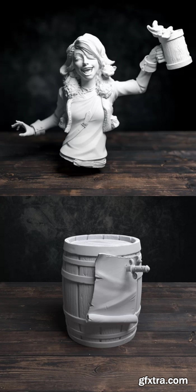 Bold Miniatures — Vesha and Barrel – 3D Print Model