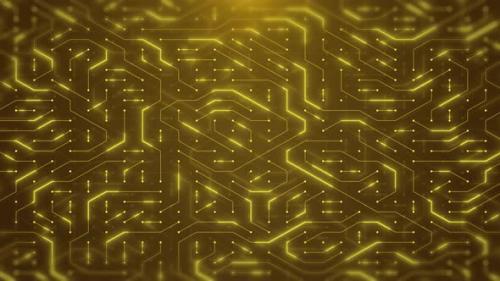 Videohive - motion gold circuit board or computer motherboard with neon effect - 42593233