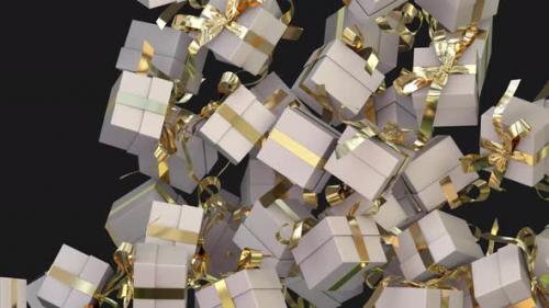 Videohive - Falling Big Gift Box Transition White With Gold - 42597816