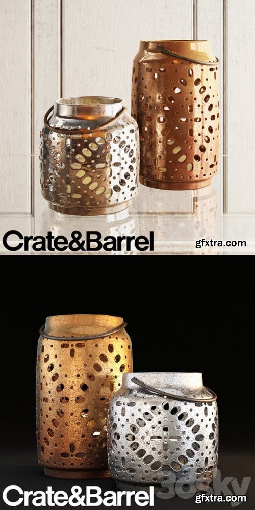 Crate barrel wisteria metallic ceramic lanterns