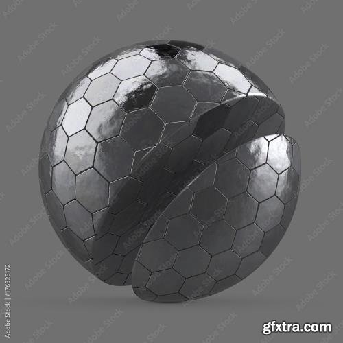 Metallic futuristic honeycomb tile 176328172