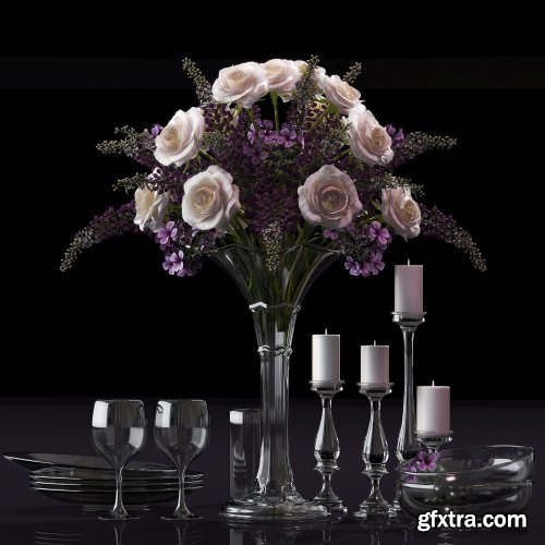 Decorative set with vase of flower 06