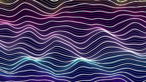 Videohive - multicolor trendy geometric line wave animated. Futuristic colorful wireframe wave. Vd 132 - 42646680