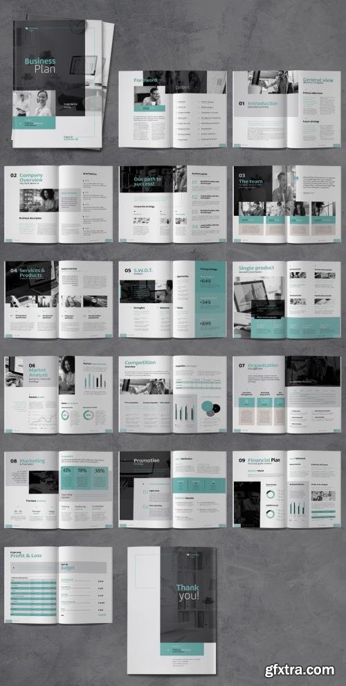 Business Plan Brochure with Blue Accents 519877620