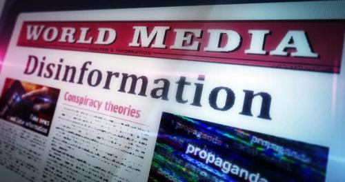 Videohive - Disinformation, manipulation and propaganda newspaper on mobile tablet screen - 42644283