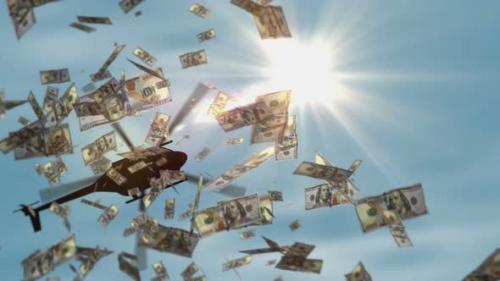 Videohive - Dollar 100 banknotes helicopter money dropping - 42644687