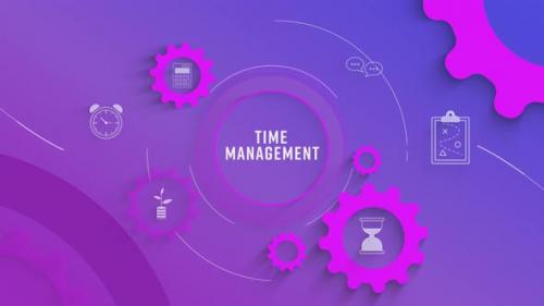 Videohive - Flat Infographic Colorize Icons Background Time Management Loopable Animation - 42644998