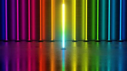 Videohive - Rainbow Neon Glowing Heart Spinning Outline Shape Spectrum Lights - 4K - 42723311