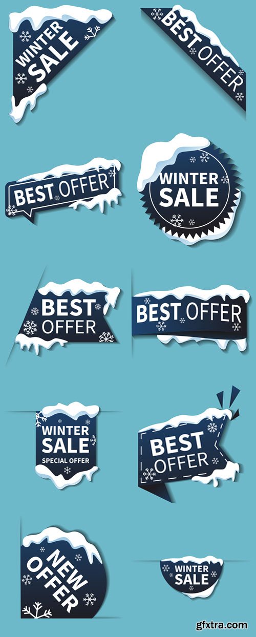 Winter Sales Labels - 10 Vector Templates Collection