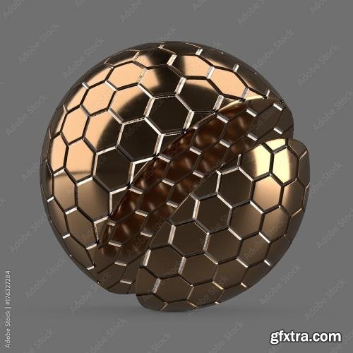 Large bronze hexagon tiles 176327284