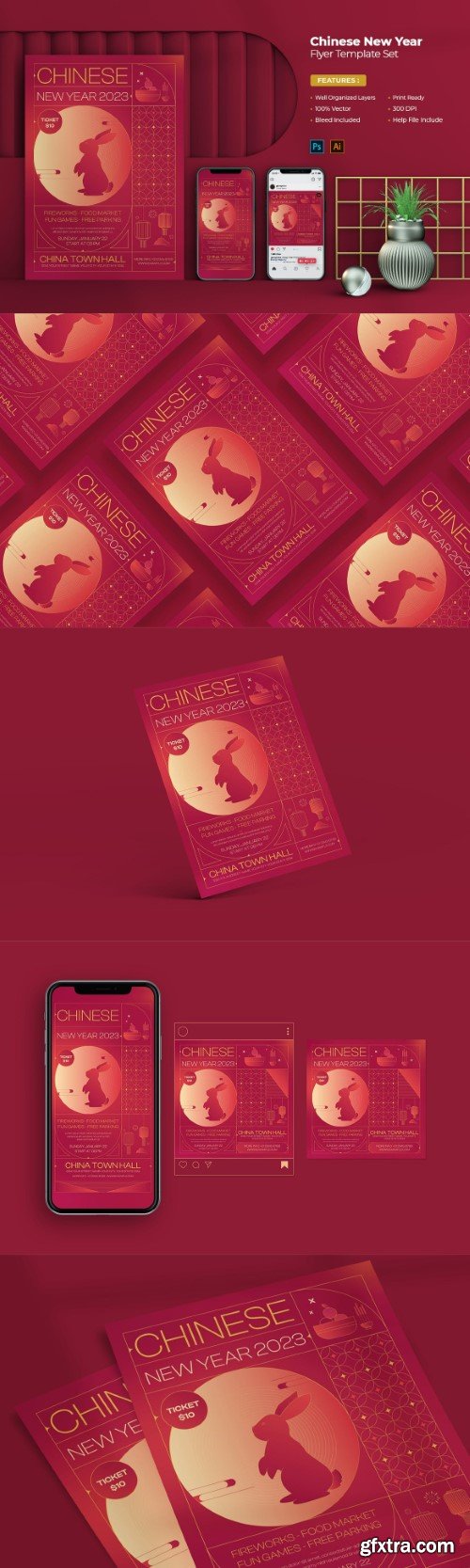 Chinese New Year Flyer Template Set