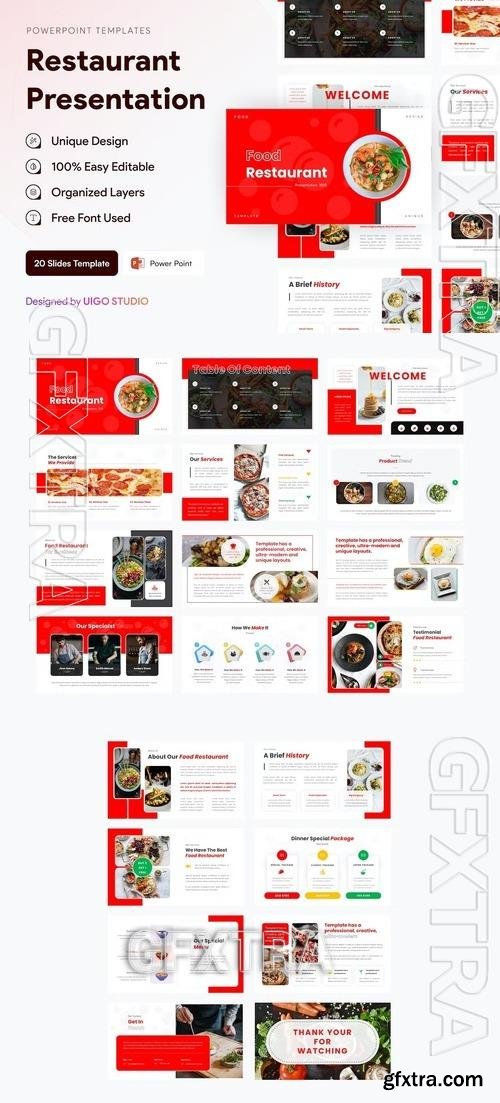 Food Restaurant Presentation Powerpoint Template, Keynote and Google Slides