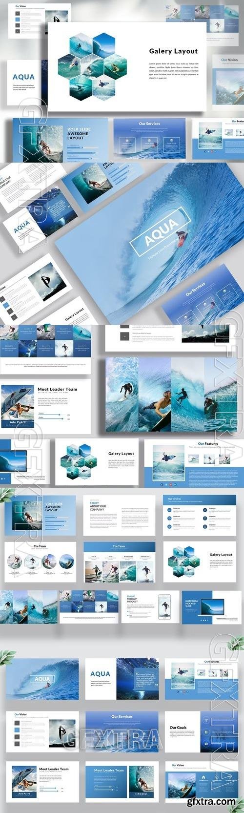 Aqua Surfing Powerpoint, Keynote and Google Slides