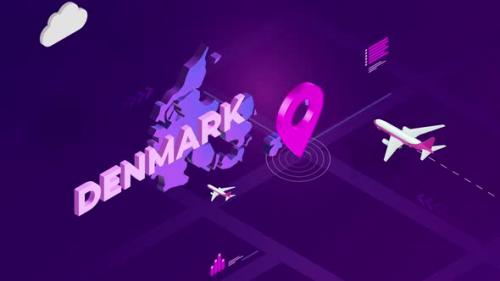 Videohive - Denmark Infographic Isometric Map Background 4K - 42801760