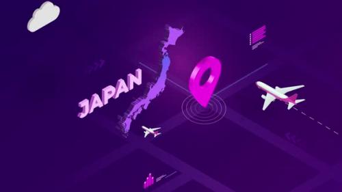 Videohive - Japan Infographic Isometric Map Background 4K - 42825990