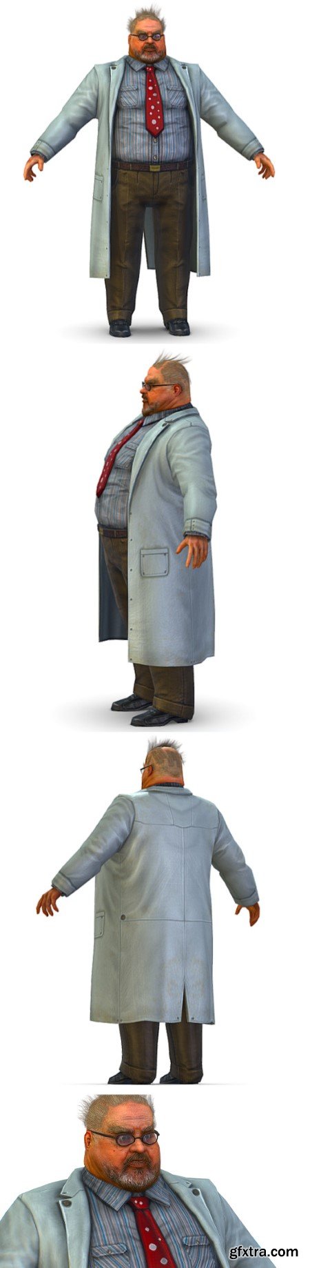 a disheveled fat old man in a chemistry coat