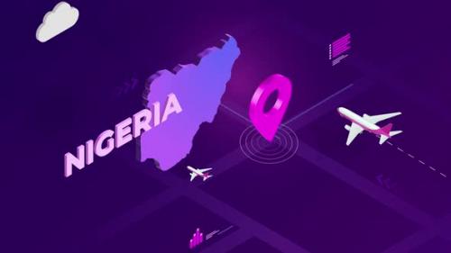 Videohive - Nigeria Infographic Isometric Map Background 4K - 42782514