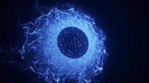 Videohive - Abstract glowing blue futuristic energy dust with waves of magical energy particles on a dark blue - 42790623