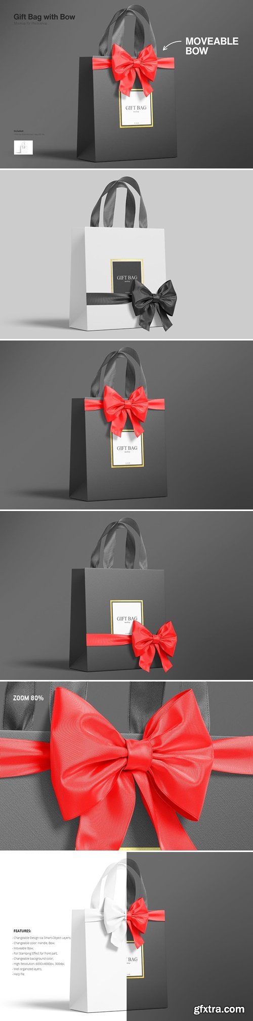Gift Bag with Ribbon and Bow Mockup DRCABTD