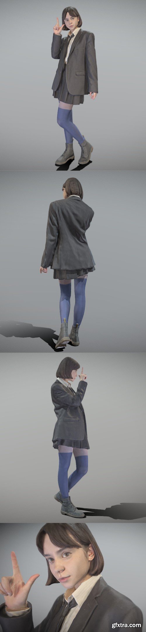 Playful girl in school uniform posing 183