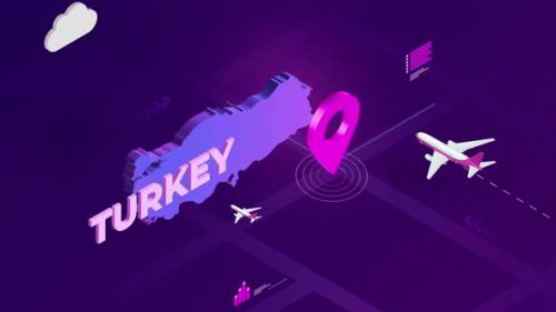 Videohive - Turkey Infographic Isometric Map Background 4K - 42825977