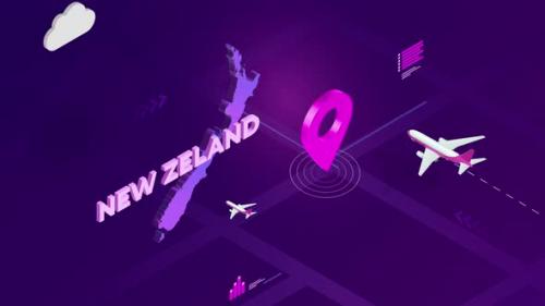 Videohive - New Zeland Infographic Isometric Map Background 4K - 42825984