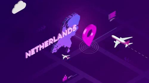 Videohive - Netherlands Infographic Isometric Map Background 4K - 42825987