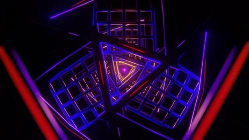 Videohive - Scifi Infinite Tunnel with Red Blue Neon Lights - 42828331