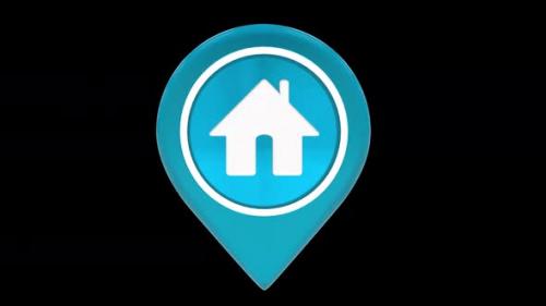 Videohive - Real Estate Home Location Icon Blue Alpha Loop - 42832375