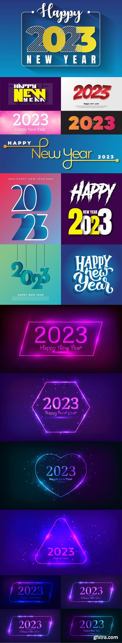 Happy New Year 2023 - 16 Creative Vector Design Templates