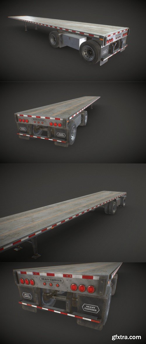 Semi Trailer Flatbed - Low Poly