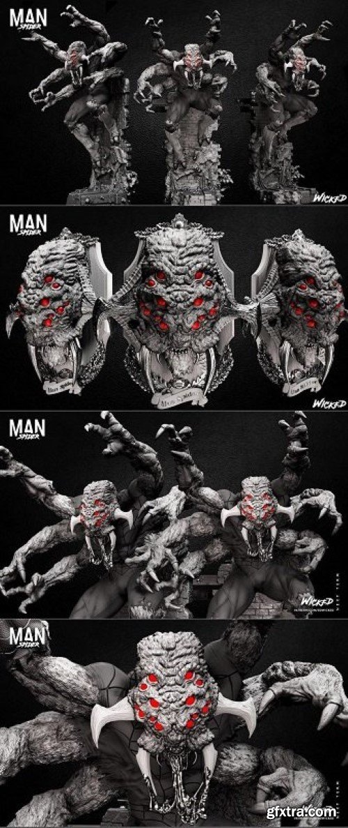 WICKED – Man Spider Statue and Bust – 3D Print Model