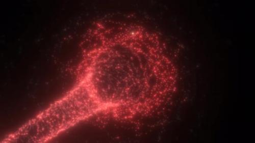 Videohive - Abstract red tunnel swirling from particles and dots of glowing bright futuristic hi-tech - 42923190