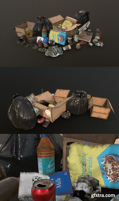 Urban Trash & Garbage Bags - Low Poly