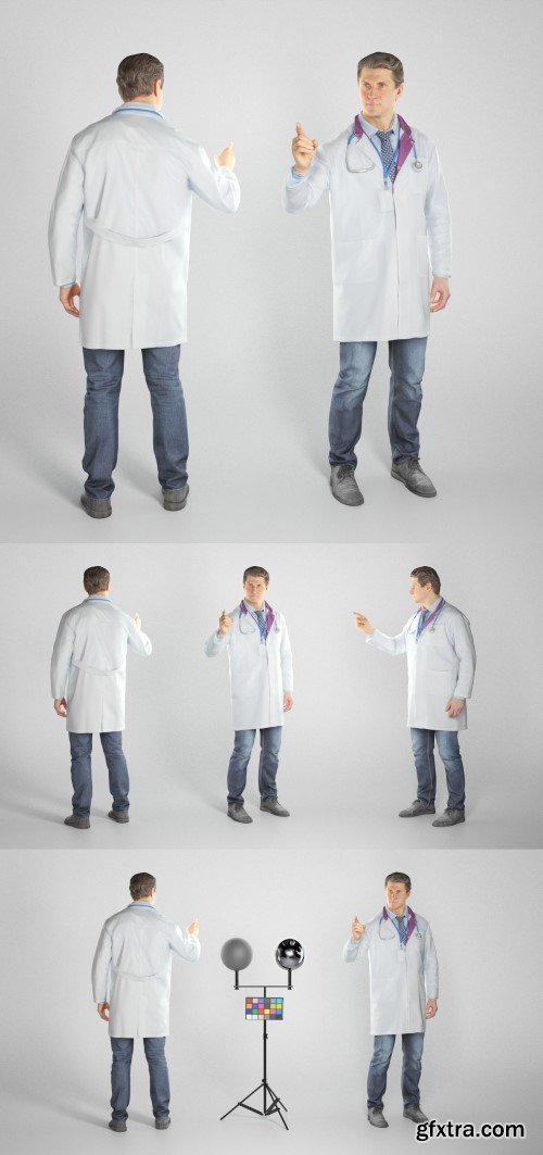 Male doctor pointing at something 279 VR / AR / low-poly 3d model