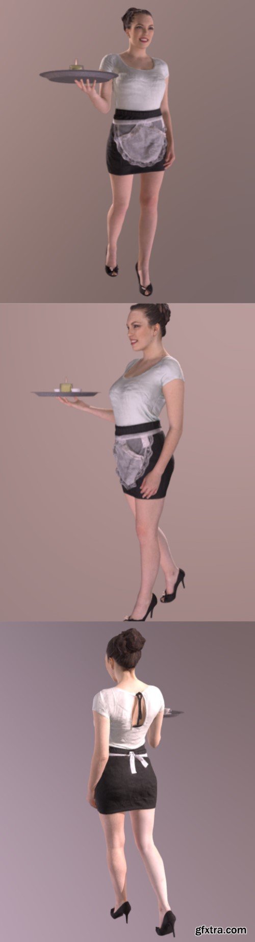 Waitress Woman Walking Dream Skirt Tray Candle 3d model