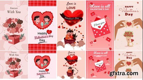 Videohive Valentine\'s Day Instagram Stories & Posts - Cartoon Animation pack 42894665