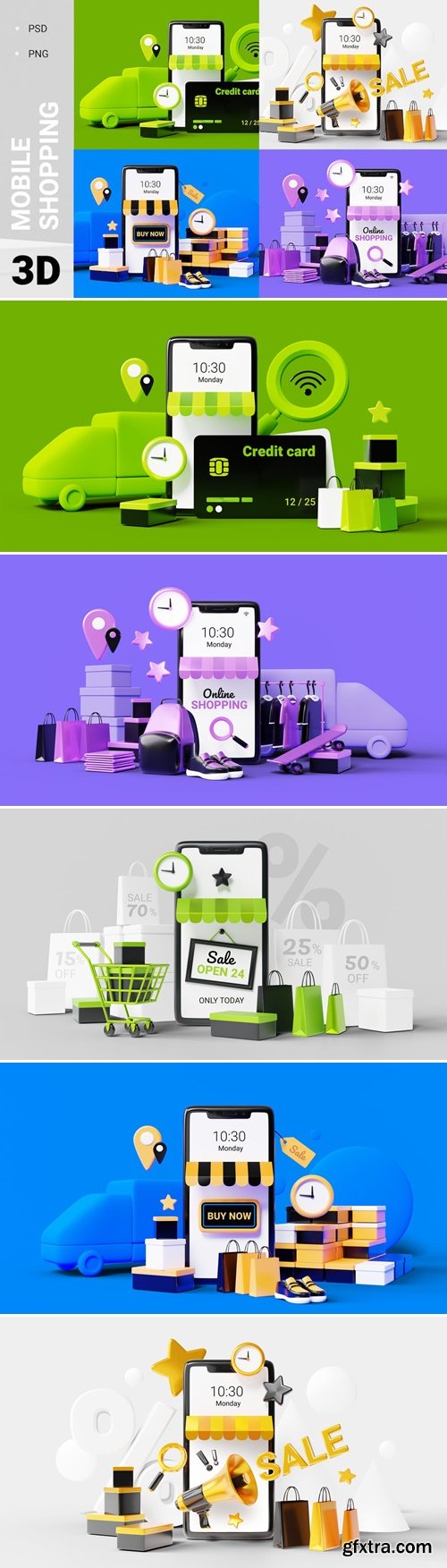 3d mobile shopping mockups F3XRXVW